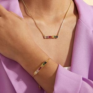 Rainbow Necklace and Bracelet Set